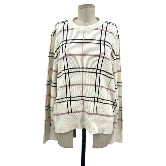 Barbour Rosefiled Knit Wool Blend Sweater In Whisper White Plaid Size US 14 - Picture 2 of 10